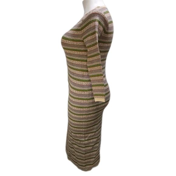 Sweet Baby Jamie Large Cream/Green/Gray 3/4 Sleeve Heavy Knit Dress #D70 - Picture 2 of 5